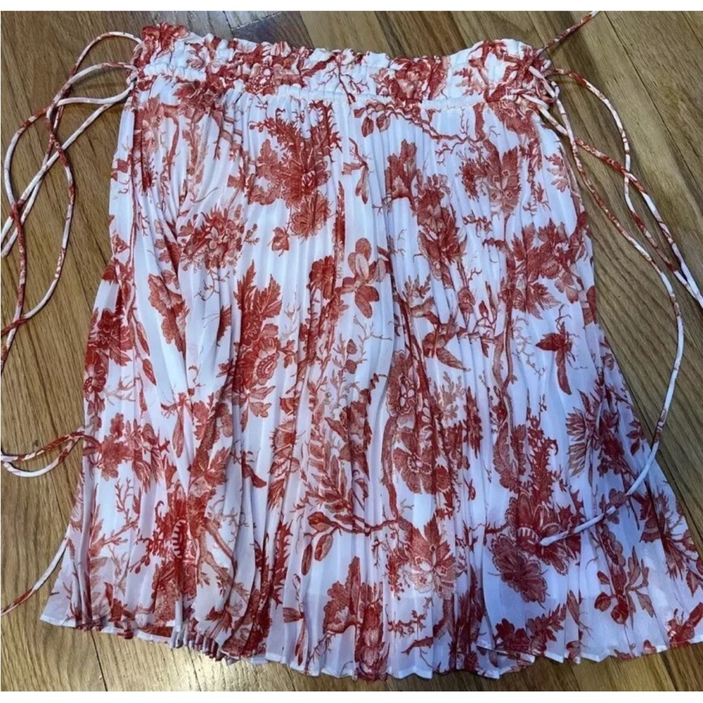 Ralph Lauren Club Monaco Red And White Toile Skirt Pleated Size 0